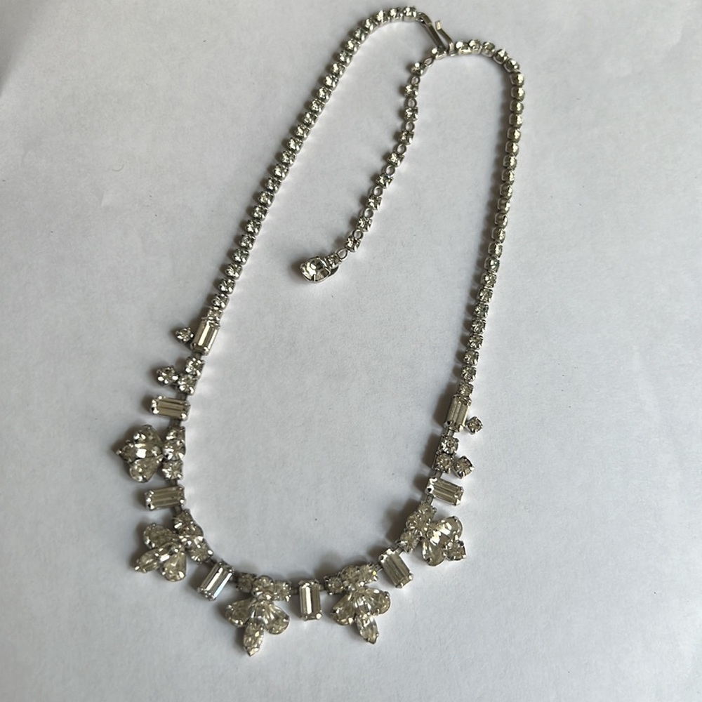 Sherman Vintage Rhinestone Crystal Silver Choker Statement Necklace - Picture 8 of 16